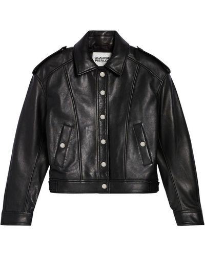 Claudie Pierlot Cropped Leather Jacket - Black
