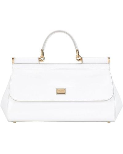 Dolce & Gabbana Medium Patent Leather Sicily Bag - White