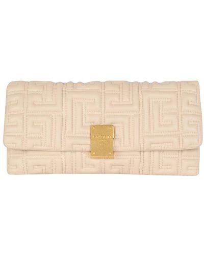 Balmain 1945 Soft Quilted Leather Clutch Bag - Natural