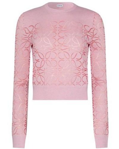 Loewe Anagram Devore Sweater - Pink