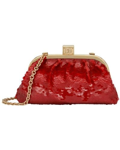 Dolce & Gabbana Maria Sequin-embellished Clutch Bag - Red