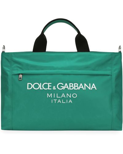 Dolce & Gabbana Reisetasche aus Nylon mit gummiertem Logo - Grün
