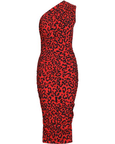 Dolce & Gabbana Robe midi a motif leopard - Rouge