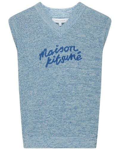 Maison Kitsuné Gilet With Logo - Blue