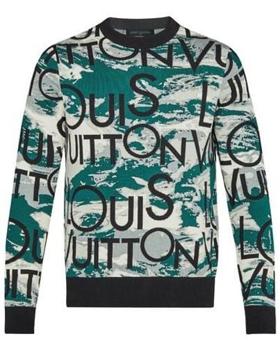 Louis Vuitton Pullover aus Jacquard mit durchgängigem Logo und Rundhalsausschnitt - Grün