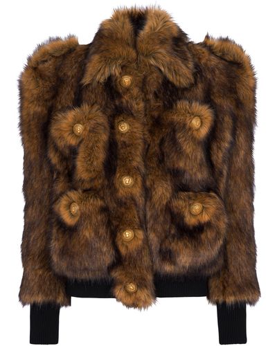 Balmain Jacke aus Faux Fur - Braun