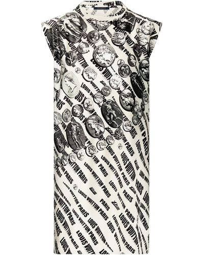 Louis Vuitton Kleid mit diagonaler Signatur und Kamee- sowie Münz-Motiv - Schwarz