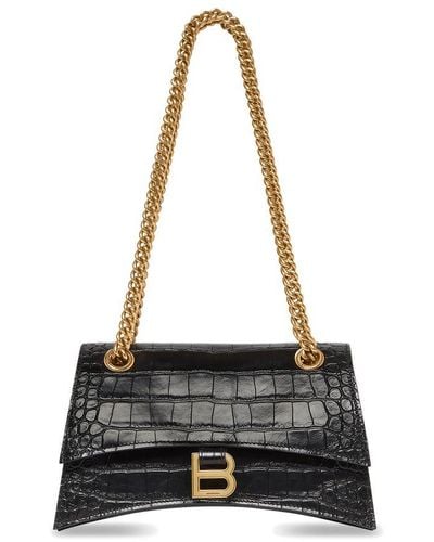 Balenciaga Crush Chain Small Leather Shoulder Bag - Black