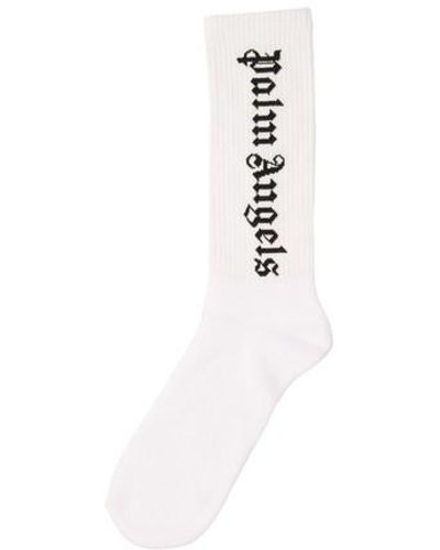 Palm Angels Intarsia-logo Socks - White