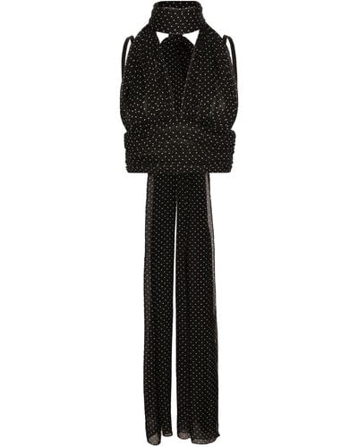 Dolce & Gabbana Haut en tissu chiffon avec détails style écharpe - Noir