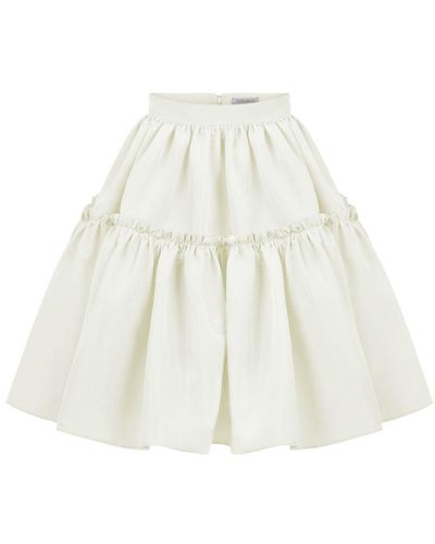 Nina Ricci Midi Babydoll Taffeta Skirt - White