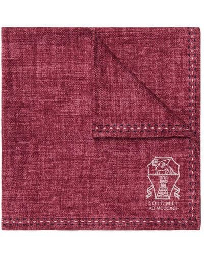 Brunello Cucinelli Silk Pocket Square - Red