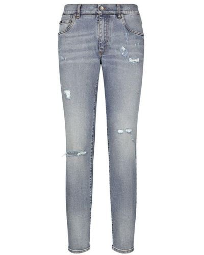 Dolce & Gabbana Slim-fit Blue Stretch Denim Jeans