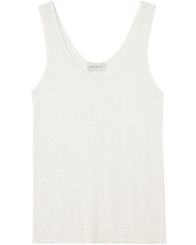 House of Dagmar Lace Knit Tank Top - White