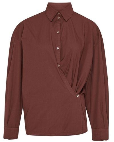 Lemaire Straight Collar Twisted Shirt - Purple