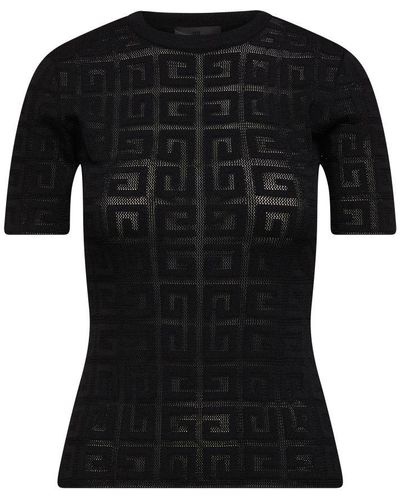 Givenchy 4g Jacquard Short-sleeved Sweater - Black