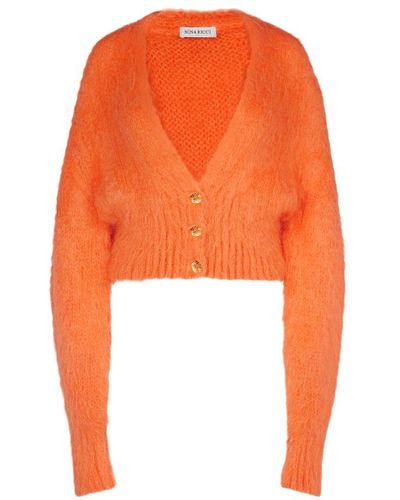 Nina Ricci Mohair Puff Sleeve Cardigan - Orange