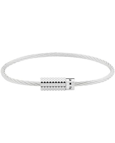 Le Gramme Pyramid Guilloche Sterling Cable Bracelet 9G - Metallic