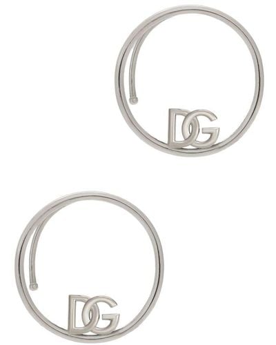 Dolce & Gabbana Ear Cuff Earrings With Dg Logo - Natural