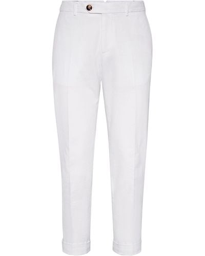 Brunello Cucinelli Hose aus stückgefärbtem Gabardine - Weiß