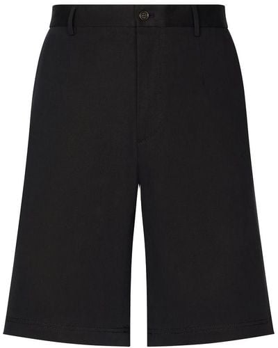 Dolce & Gabbana Stretch Cotton Shorts With Branded Tag - Black