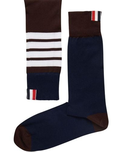 Thom Browne 4-bar Socks In Cotton - Blue