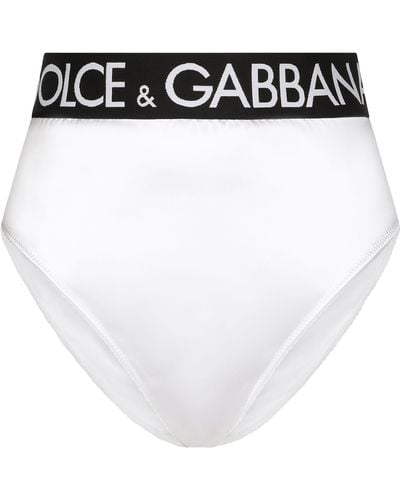 Dolce & Gabbana Slip taille haute en satin avec élastique à logo - Noir