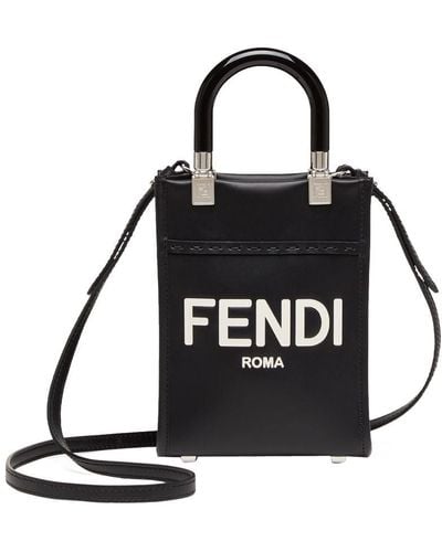 Fendi Sunshine Mini Leather Tote - Black