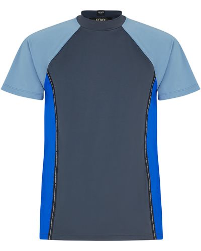 Fendi T-shirt coupe slim avec manches courtes - Bleu