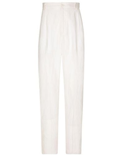 Dolce & Gabbana Tailored Linen And Silk Pants - White