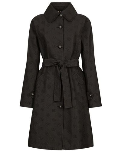 Dolce & Gabbana Quilted Jacquard Trench Coat - Black
