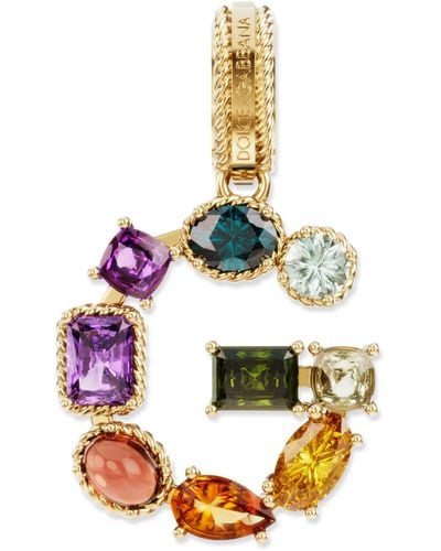 Dolce & Gabbana Charme alphabet arc-en-ciel G en or jaune 18 carats avec pierres précieuses fines multicolores - Métallisé