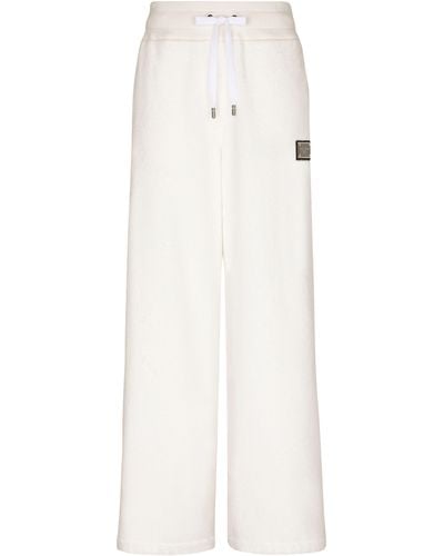 Dolce & Gabbana Pantalon de jogging en éponge avec logo étiquette - Blanc