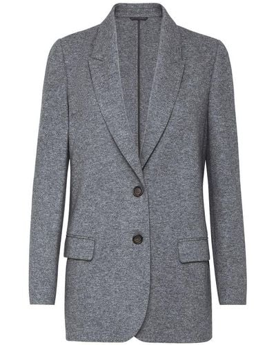 Brunello Cucinelli Jersey Cashmere Jacket - Grey