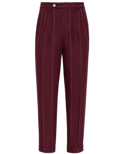 Brunello Cucinelli Easy Fit Pants - Red