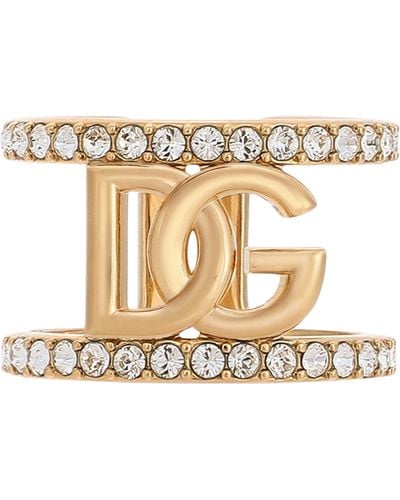 Dolce & Gabbana Offener Ring mit Strasssteinen - Mettallic