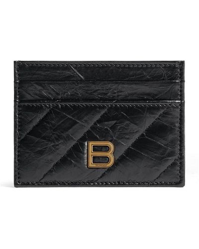Balenciaga Crush Quilted Card Holder - Black