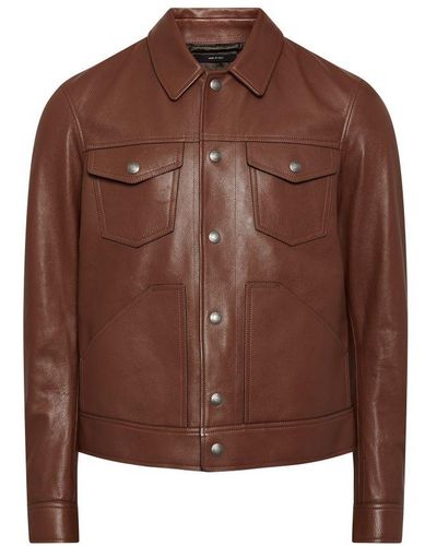 Tom Ford Smooth Leather Jacket - Brown
