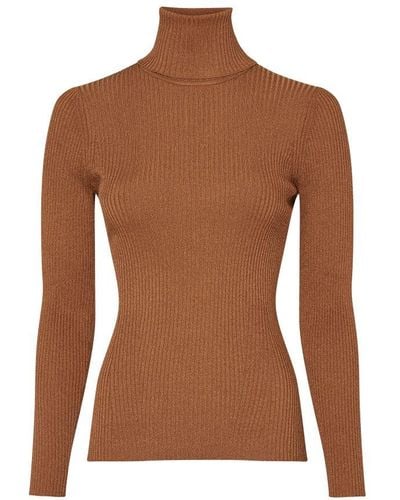 Zimmermann Luminosity Lurex Rayon Top Sweater - Brown
