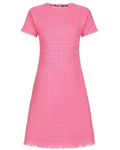Dolce & Gabbana Tweed Raschel Mini Dress - Pink