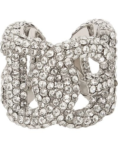 Dolce & Gabbana Bague sertie de cristaux à logo - Métallisé