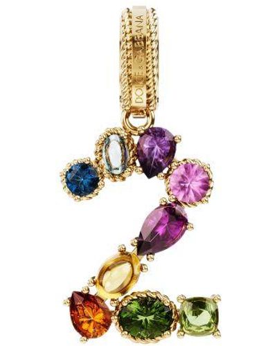 Dolce & Gabbana 18 Kt Yellow Gold Rainbow Pendant With Multicolour Finegemstones Representing Number 2 - Metallic