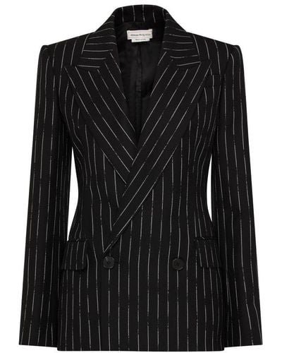 Alexander McQueen Wool Striped Jacket - Black