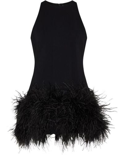 David Koma Feather Hem Sleaveless Mini Dress - Black