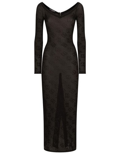 Dolce & Gabbana Mesh-stitch Sheath Dress - Black