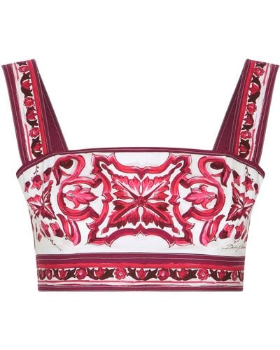 Dolce & Gabbana Popeline-Top mit Majolika-Print - Rot