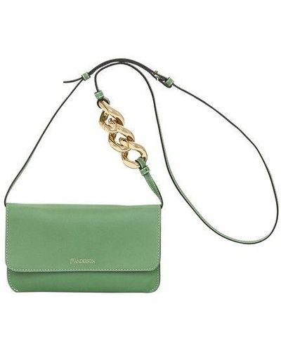 JW Anderson Leather Phone Chain Pouch - Green
