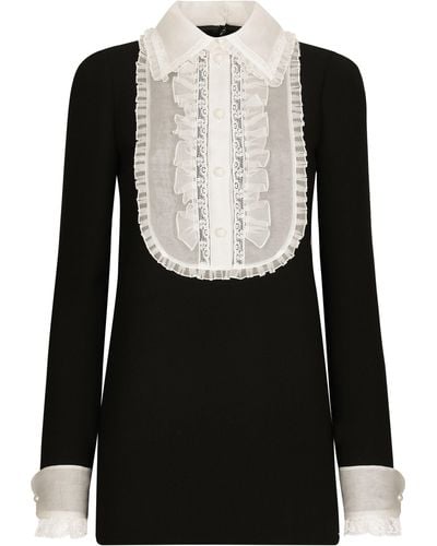 Dolce & Gabbana Kurzes Kleid aus Wollkrepp - Schwarz