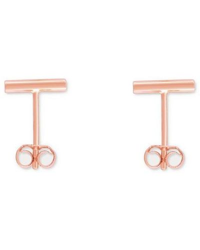 Ginette NY Gold Strip Studs - Pink