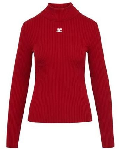 Courreges Pull col montant Reedition - Rouge